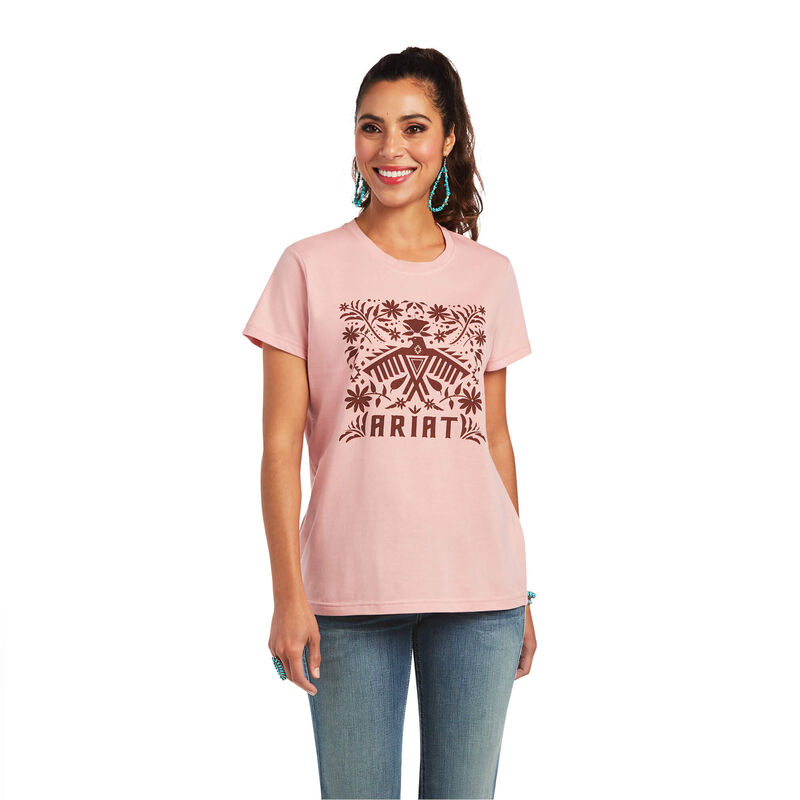 Camisetas Ariat Real Relaxed Fiesta Logo Rosas Mujer - Chile 854-RDBIAE